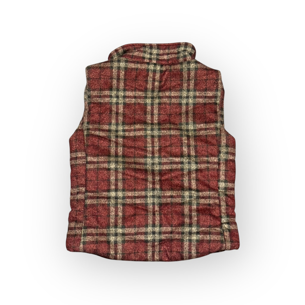 Vanilla Bay Women's Plaid Puffer Size Small Red Beige Quilted Snap Front - Picture 4 of 6